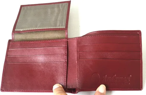 Vista 6 de Auténtico Stingray Skin para hombre Bifold blanco perla ojo borgoña rojo cartera