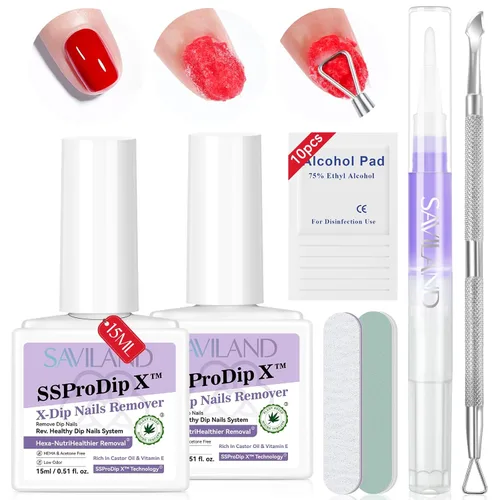 Vista 10 de SAVILAND Kit de removedor de polvo de inmersión: removedor de uñas de inmersión rápida con látex líquido, herramientas de manicura para uñas