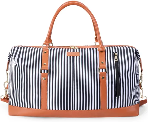 Vista 8 de Oflamn Bolsa de fin de semana para mujer, bolsa de lona para la noche, bolsa de viaje grande, bolsa de viaje con compartimento para zapatos, juego