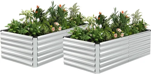 Vista 36 de NAVINE Cama de jardín elevada de 8 x 4 x 2 pies, macetas elevadas de metal grande, macetas para plantas al aire libre para verduras, flores