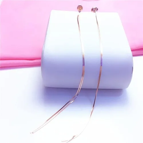 Vista 2 de SAGEKING 2024 New 585 Purple Gold Plated 14K Rose Gold Soft Chain Tassel Long Earrings For Women Literary Simple Shiny Classic Party Jewelry Fashion