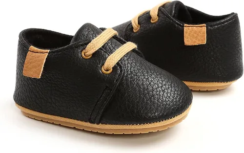 Vista 5 de QWZban Zapatos de bebé para niños y niñas, zapatillas de deporte con suela de goma antideslizante, para cuna de bebé, zapatos de vestir