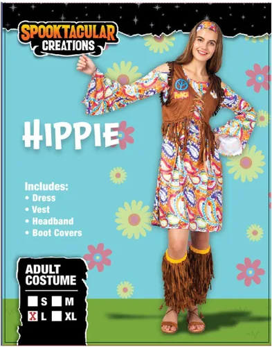 Vista 2 de Spooktacular Creations Peace Love - Disfraz hippie feliz de los años 6070 para mujer con accesorios hippie para fiestas de disfraces de Halloween