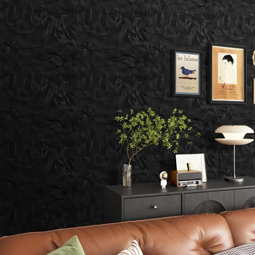 Vista 8 de VaryPaper Papel tapiz moderno con textura negra, para despegar y pegar, diseño geométrico en espiral, para dormitorio, baño, extraíble