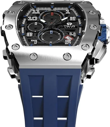 Vista 2 de TSAR BOMBA Mens Watches Luxury Tonneau Watches for Men Waterproof 50M Analog Replica Watch Chronograph Calendar Date Mens Dress Business Work Watch