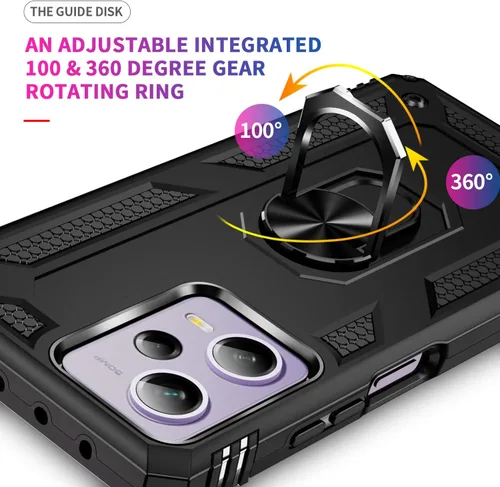 Vista 5 de Funda para XiaoMi RedMi Note 12 Pro 5G /Poco X5 Pro con [2 unidades] Protector de pantalla de vidrio templado, para RedMi Note 12 Pro Heavy Duty