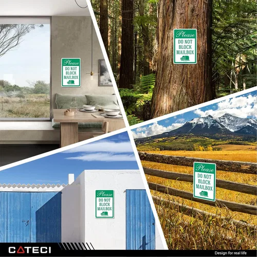 Vista 5 de Letrero de propiedad con texto en inglés «Please Do Not Block» para buzón de correo, decoración de otoño para el hogar, letrero de cuidado