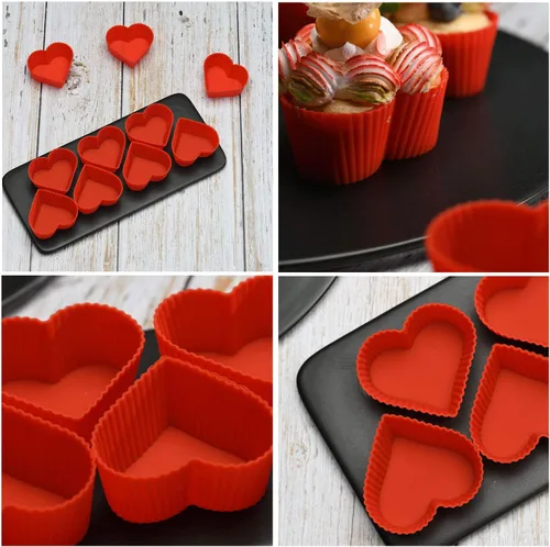 Vista 2 de Moldes de silicona para hornear cupcakes, moldes antiadherentes para muffins, molde de silicona para mini cupcakes de 2.75 pulgadas, contenedor