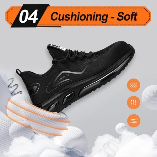 Vista 5 de Zapatos deportivos con punta de acero para hombre, zapatos ligeros para hombre, zapatos de trabajo cómodos, zapatos de seguridad con amortiguación