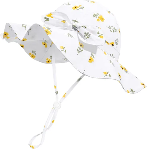 Vista 83 de Sombrero de sol para bebé niña con UPF 50+ sombrero de playa ajustable para exteriores con ala ancha