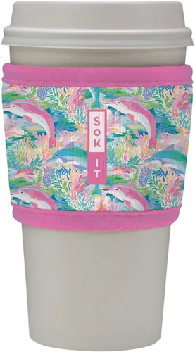 Vista 118 de Sok It HotSok Coffee & Tea - Funda de neopreno con aislamiento reutilizable (floral abstracto)