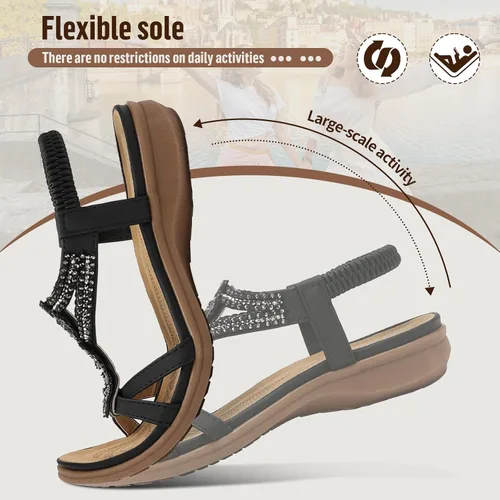 Vista 4 de Littleplum Sandalias para mujer hechas a mano con soporte de arco de verano, sandalias cómodas para caminar ortopédicas bohemias