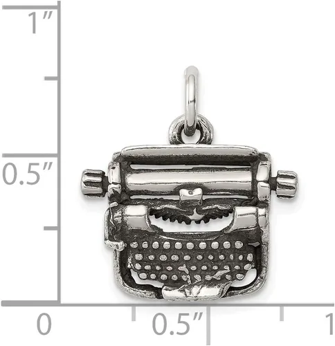 Vista 3 de Noble Collections Abalorio de plata de ley para máquina de escribir envejecida, Plata esterlina, N A