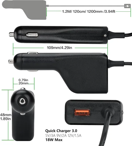 Vista 4 de Adaptador de cargador de coche para IBM Lenovo Thinkpad X60 X61 Z60 Z61 X200 X300 T60 T61 T400 T410 T420 T500 T510 T520 T530 L410 L420 L421 L430