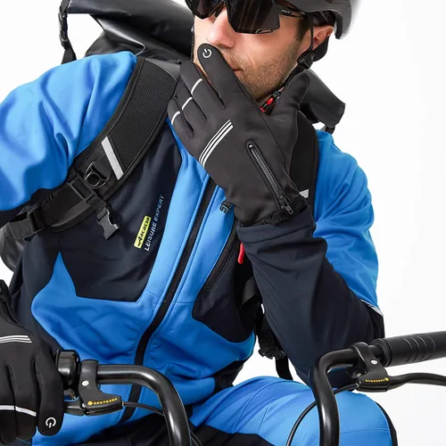 Vista 3 de Hikenture Guantes de ciclismo de invierno M y gorro de calavera gris para hombre y mujer