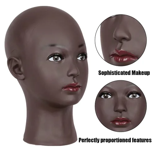 Vista 2 de HAIRWAY Cabeza de maniquí calva para mujer, cabeza de maniquí calva para hacer pelucas y exhibir cabeza de muñeca con pasadores en T gratis