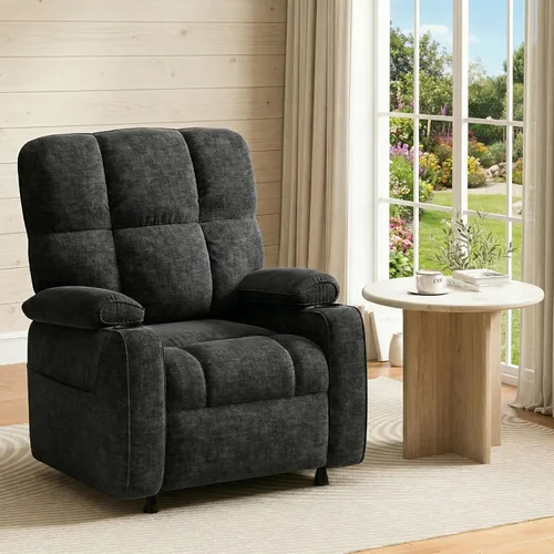Vista 2 de AMADA HOMEFURNISHING Silla reclinable eléctrica para adultos, reclinable eléctrico de felpilla ajustable infinita con soporte para tazas, control