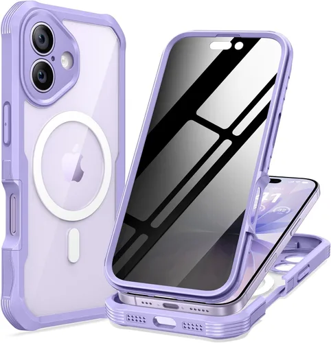 Vista 47 de seacosmo para iPhone Air Funda, Carcasa Completa con Protector de Privacidad de Vidrio Templado 9H Integrado y Protector de Lente de Cámara