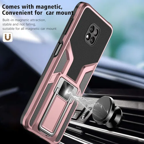 Vista 4 de Funda compatible con Moto G Power 2021 resistente grado militar a prueba de golpes, doble protección (TPU+PC), funda magnética sólida y duradera
