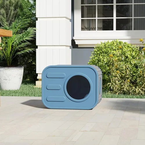 Vista 5 de Casa para gatos al aire libre, resistente a la intemperie, refugio de plástico resistente para gatos para exteriores e interiores, casa para gatos