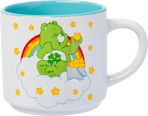 Vista 8 de Silver Buffalo Care Bears - Juego de tazas de cerámica con logotipo de corazón arcoíris, 4 unidades, 10 onzas