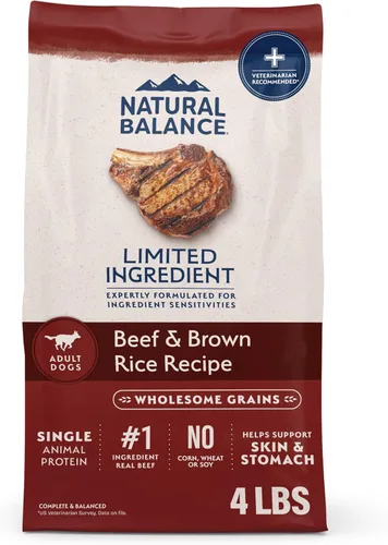 Vista 15 de Natural Balance Alimento seco para perros adultos de ingredientes limitados con granos saludables, receta de carne de res y arroz integral, 24