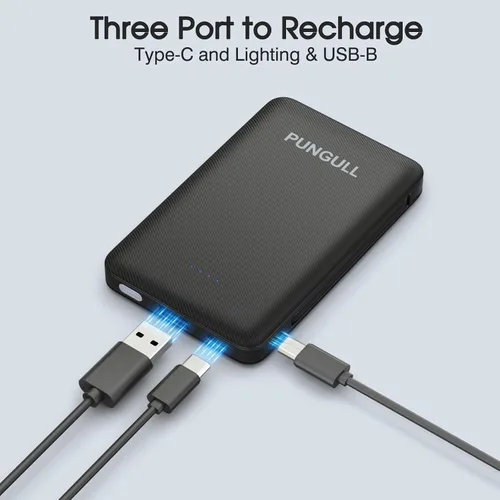 Vista 9 de Cargador portátil delgado de 5000 mAh – Mini banco de energía compacto pequeño cable integrado lindo teléfono celular celular batería externa 5V