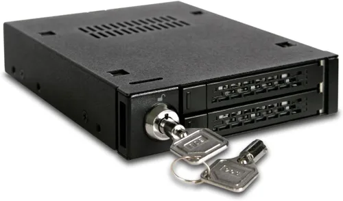 Vista 12 de ICY DOCK Rack móvil de 2.5" SATA/SAS HDD y SSD de metal completo resistente para bahía de unidad externa de 3.5 pulgadas con bloqueo de llave