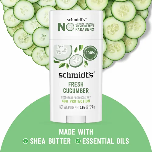 Vista 3 de Schmidt's - Desodorante natural unisex Fresh Cucumber, sin aluminio, sin olores por 24 h, certificado como natural, vegano y libre de crueldad