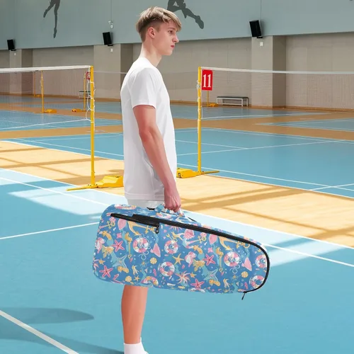 Vista 8 de Tennis Badminton Bag Backpack Water Resistant Sea Ocean Blue Waves Ocean 3 Rackets Badminton Pickleball Bag for Men Women Tennis Sport Tenis