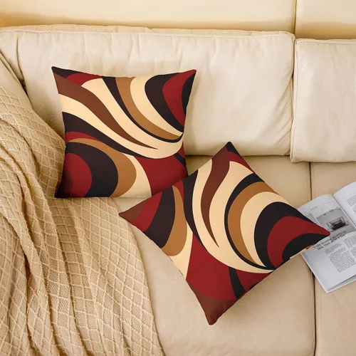 Vista 99 de Juego de 2 fundas de almohada abstractas de 16 x 16 pulgadas para niños, niñas, adolescentes, decoración de dormitorio, moderna a rayas, decoración