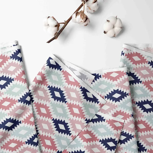 Vista 5 de Bacati - Falda de cuna azteca/cama infantil (Emma Kilim Coral/Mint/Navy)