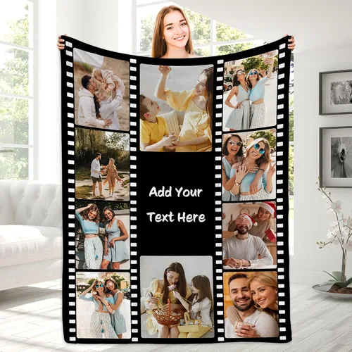 Vista 15 de Magimagine Mantas personalizadas con imágenes de texto para regalos de novio, manta de fotos personalizada para familiares y amigos para Navidad