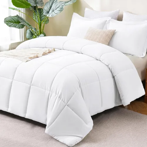 Vista 16 de CozyLux Juego de edredón Super King, juego de ropa de cama negro ceniza de 270GSM para todas las estaciones, juego de cama de 3 piezas cosidas
