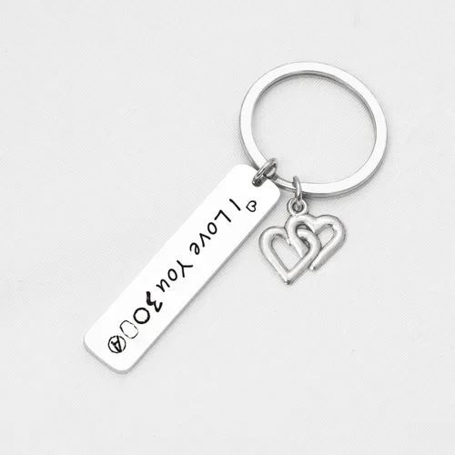 Vista 6 de De&ai Llavero con texto en inglés "I Love You" para fanáticos de la película, regalo para hija, joyería para mamá Llavero con texto en inglés "I