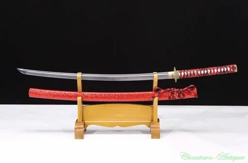 Vista 7 de GLW Espada de acero de alta velocidad de espiga completa Espada japonesa Katana Sharp Combat Ready #2743