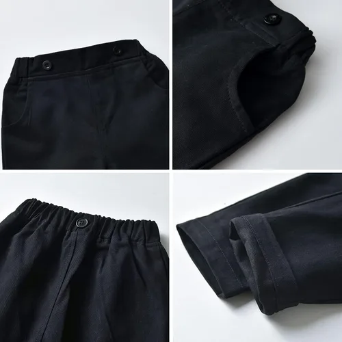 Vista 6 de Conjunto de chaleco de 3 piezas para niños, conjunto de camisa de manga larga y pantalones con corbata
