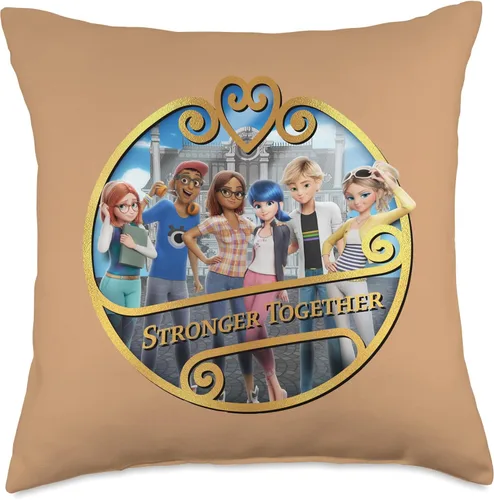 Vista 5 de Miraculous Ladybug and Cat Noir The Movie Stronger Together - Almohada de 16 x 16 pulgadas, multicolor