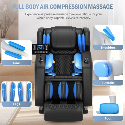 Vista 3 de Massage Chair Full Body- Zero GravityMassage Recliner with Air Pressure, 10 Fixed Massage Rollers, Heating, Foot Roller, Bluetooth Speaker for Home