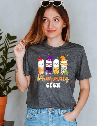 Vista 4 de Happy Halloween - Camisa de escuadrón de farmacia de Halloween, camisa de regalo de vida de farmacia de Halloween, regalo de farmacia