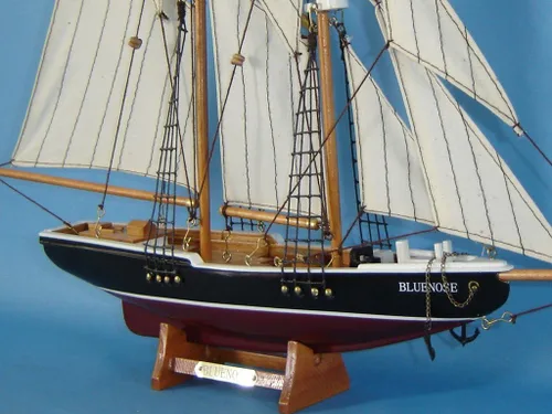Vista 9 de Velero Bluenose, decoración náutica, artesanía, 17 pulgadas, rojo, negro