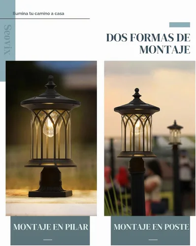 Vista 3 de KL235SPL10-1 - Luces solares impermeables para exteriores, lámpara solar del atardecer al amanecer, lámpara de poste de luz solar para poste E26