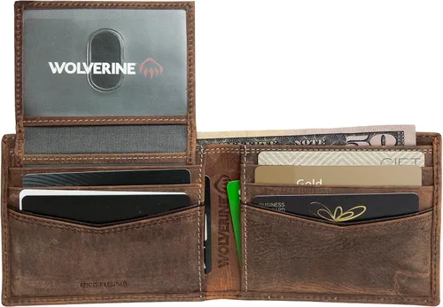 Vista 4 de WOLVERINE Billetera plegable de lona/cuero para hombre