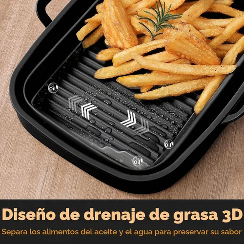 Vista 4 de Paquete de 2 sartenes plegables de silicona para freidora de aire para NINJA Foodi Dual de 8 y 10 cuartos, olla de cesta rectangular reutilizable