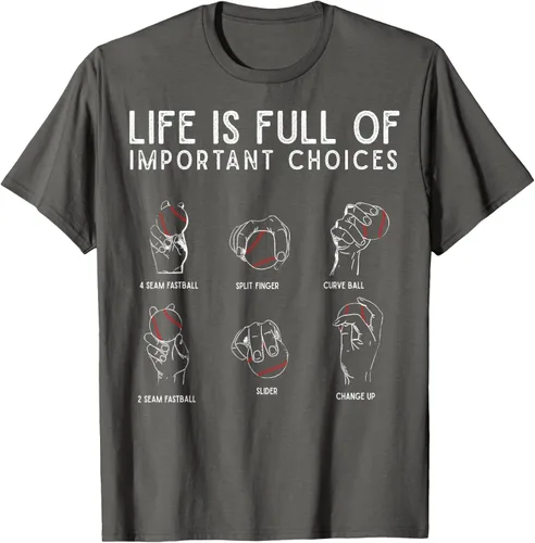 Vista 93 de Tipos de béisbol Pitches Life Choices Jugador Camiseta