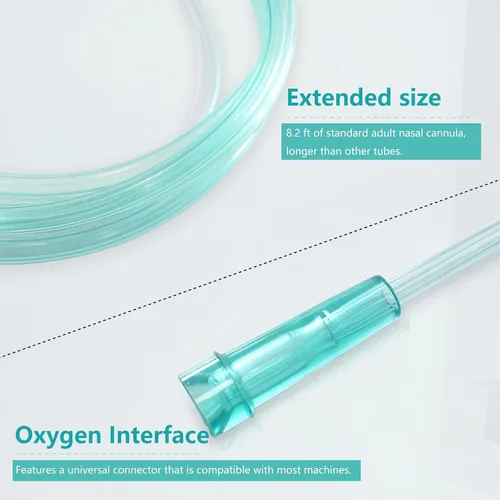 Vista 3 de Paquete de 5 cánula nasal de oxígeno suave para adultos, tubo de cánula nasal estándar de 8.2 pies para concentrador de oxígeno, tubo de oxígeno