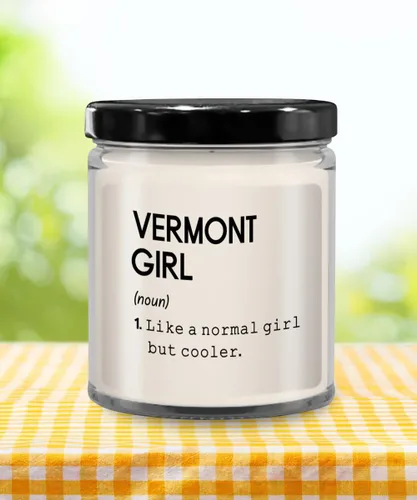 Vista 5 de Vermont Girl Definition Candle State of Vermont Vela Vermont Girl Candle Larga Distancia Amistad inauguración de la casa Nuevo regalo para el hogar