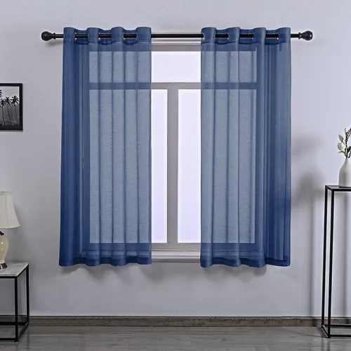 Vista 25 de DONREN 2 paneles de cortina de voile semitransparentes texturizados para ventana de cocina, pequeñas ventanas cortas, cortinas suaves de lujo