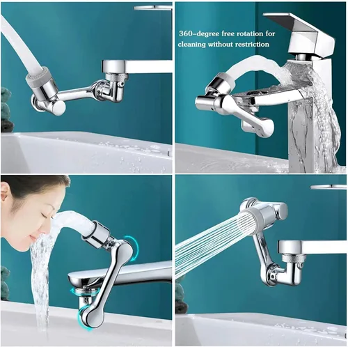 Vista 4 de Grifo de brazo robótico giratorio de 1080° – Modelo universal: grifo de filtro de salpicaduras, adaptador de boquilla de agua de brazo robótico