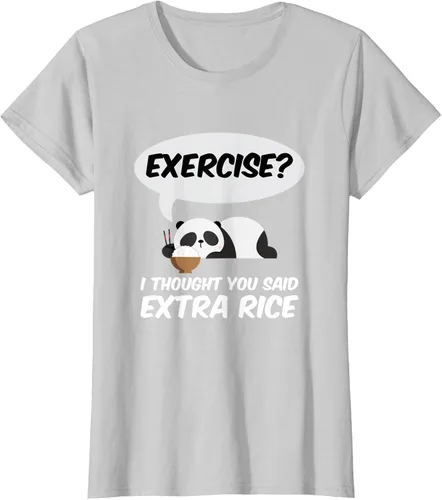 Vista 19 de ¿Ejercicio? I Thought You Said Extra Rice Panda Gift T-Shirt, Negro, S